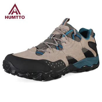 Мужские походные ботинки HUMTTO из кожи, Дышащая походная мужская спортивная обувь, зимние треккинговые ботинки, уличные дизайнерские кроссовки Man