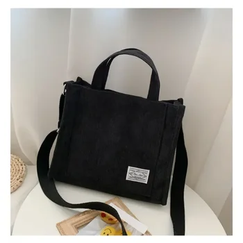 Вельветовая сумка через плечо для женщин, маленькая квадратная сумка на ремне для девочек, Корейские холщовые кошельки, сумки, Дизайнерские сумки для женщин