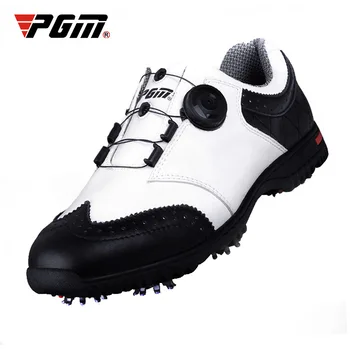 Мужская обувь для гольфа PGM, удобная ручка, мужская обувь для гольфа с пряжкой, водонепроницаемые кроссовки из натуральной кожи, нескользящие шипы для ногтей XZ039