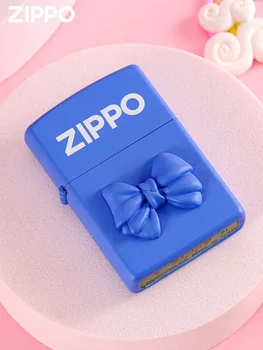 Зажигалка Zippo Голубая Матовая Коллекция Ветрозащитных галстуков-бабочек в коробке