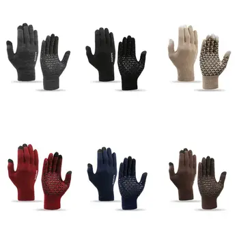 Зимние теплые перчатки с сенсорным экраном 2023 Новые Противоскользящие Ветрозащитные Вязаные зимние перчатки, сохраняющие тепло на улице