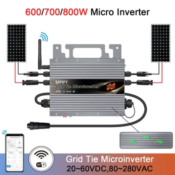 600 Вт Солнечный Сетевой Инвертор MPPT Встроенный WIFI 30 В 36 В 48 В Преобразователь постоянного тока В Переменный 80-260 В Преобразователь Напряжения Солнечный Микроинвертер