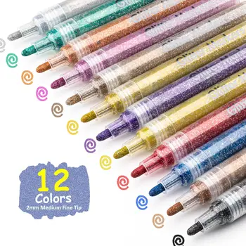 12 Цветных маркеров для рисования акриловыми блестящими красками, фломастеры Ultra Middle Point 2,0 мм, ручка для рисования наскальными рисунками, поделки своими руками