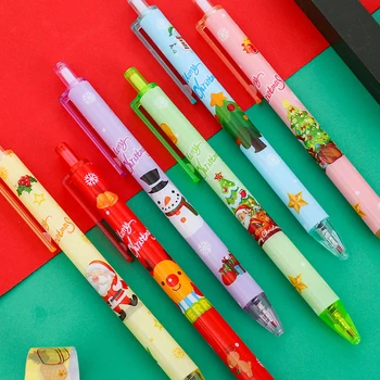 Рождественская Гелевая ручка в виде Санта-Клауса и снеговика, милые Механические ручки с гелевыми чернилами, канцелярские принадлежности для школьного офиса