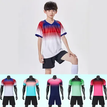 Детские дышащие футбольные майки, шорты для спортивного костюма, короткие рукава, индивидуальный номер, спортивная одежда для студенческих игр, футбол