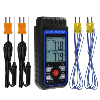 Термометр термопары Цифровой термометр типа K с 4 термопарами, диапазон измерения -328-2500℉ Термометр HVAC