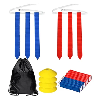 Футбольный набор с флагом-14 шт. ремней с 42 флажками (21 красный и 21 синий флажки) Тренировочные флажковые ремни для приземления