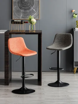 Современный домашний барный стул Вращающийся Минималистичный барный стул с высокими ножками Легкая Роскошная металлическая спинка