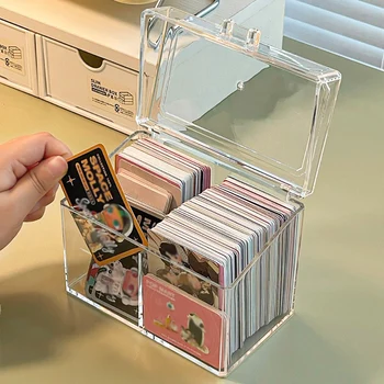 Прозрачный Классификационный ящик для хранения, Акриловый ящик для хранения изображений Идолов, футляр для карточек с 2 отделениями для держателя карты