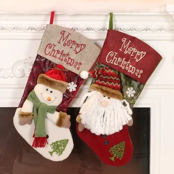 Украшение в канун Рождества, Детский подарочный пакет, пакет для конфет, Рождественские носки с подвеской, Рождественские гетры