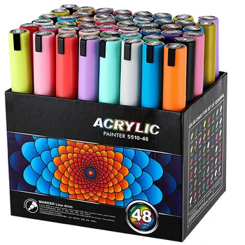 Акриловые маркеры с наконечником 2,0 мм, ручки для рисования граффити, маркеры 60 цветов, перманентные маркеры для рисования, поделки, художественные принадлежности