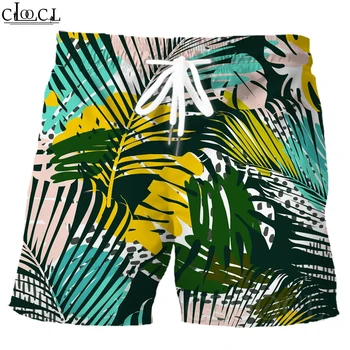 Модные мужские шорты CLOOCL, шорты с европейским принтом листьев, с карманами, плавки для бодибилдинга, пляжные шорты для летних каникул