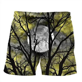 Короткие брюки с 3D принтом Tree Moon, мужские, женские Летние пляжные шорты в стиле хип-хоп, уличная одежда для отдыха, плавки, одежда