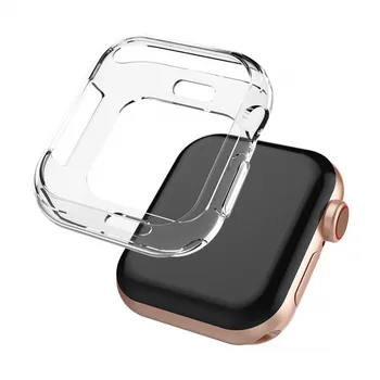 Чехол для Apple Watch Series 4 40 мм 44 мм Мягкие Защитные чехлы из ТПУ По периметру, Ультратонкий HD Прозрачный бампер для iWatch
