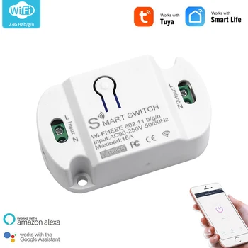 Tuya Smart Life 16A Wifi Smart Switch Голосовой Пульт Дистанционного Управления Беспроводной Выключатель Автоматизация Умного Дома Работа С Alexa Google Home