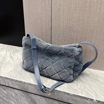 Новая зимняя плюшевая сумка через плечо, модные сумки через плечо из мягкого искусственного меха для женщин, повседневные сумки