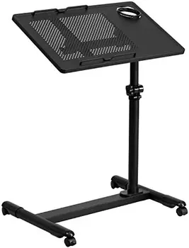 Черный передвижной компьютерный стол из стали с регулируемой высотой