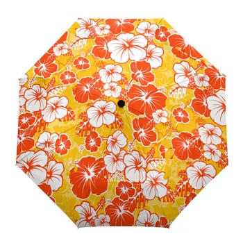 Гавайский Тропический цветок, Летний Автоматический Складной зонт от дождя с восемью костями, Защита от ветра и дождя, Уличная фотосессия