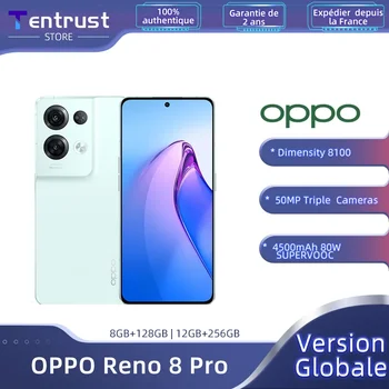 OPPO Reno 8 Pro Глобальная версия смартфона 5G 12 ГБ 256 ГБ MTK с разрешением 8100-Макс 120 Гц AMOLED-дисплей 50 МП Камера 80 Вт SUPERVOOC