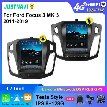Автомагнитола JUSTNAVI для Ford Focus 3 Mk 3 2011 - 2019 Стерео Мультимедиа 9,7-дюймовая навигация Tesla GPS DSP Carplay Android Auto