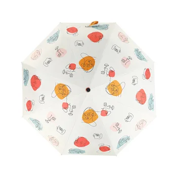 Маленький свежий зонт женский с защитой от ультрафиолета, открытый одной кнопкой солнечный зонт, усиленный ветрозащитный складной автоматический зонт