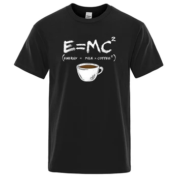 Мужская футболка с принтом Energy = Молоко + кофе, забавные хлопковые свободные футболки, уличные футболки оверсайз, мужские повседневные дышащие футболки