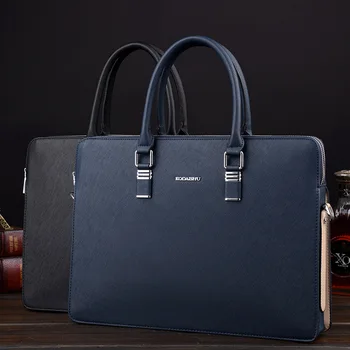 Деловой мужской портфель с двойными карманами, модная сумка, 14 “Сумка для ноутбука, большая вместительная мужская сумка через плечо для документов