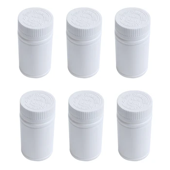 Пластиковые Пустые Бутылочки для лекарств, держатель для таблеток, контейнер для таблеток, 6шт Белый