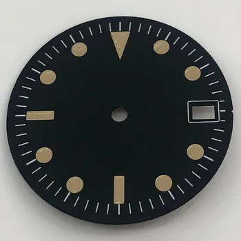 Черный стерильный циферблат диаметром 28,5 мм, детали для часов с механизмом NH35 / NH36