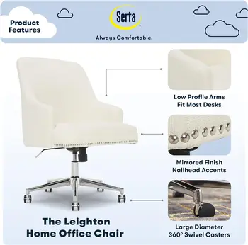 Офисное Кресло Leighton Home с Пенопластом Memory Foam, Регулируемое По высоте, Акцентирующее Внимание на Рабочем столе, Хромированное Классическое Кресло