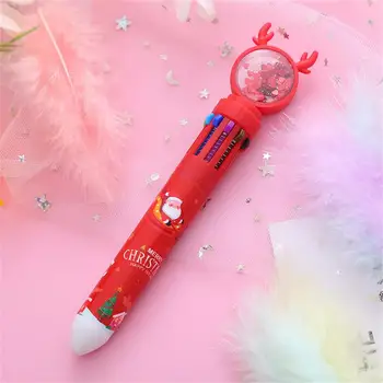 Шариковая ручка креативные канцелярские принадлежности Длительный срок службы 10-цветная рождественская шариковая ручка для детей, пишущая ручка, маркерная ручка