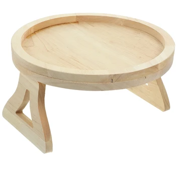 Круглый приставной столик, подлокотник дивана, Поднос для закусок, Деревянная подставка, подлокотник, Бамбуковый зажим для столов