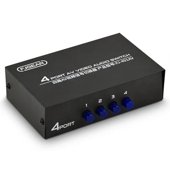 FJGEAR AV Switcher 4 В 1 Выход Av RCA Головной интерфейс Аудио- И Видеопереключатель Многофункциональный 4-Полосный AV-переключатель Простота установки