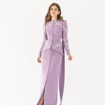 Элегантное женское вечернее платье, расшитое бисером, цветы на пуговицах, длина до пола, вечерние винтажные платья для выпускного вечера в Саудовской Аравии, Повод Свадебная вечеринка
