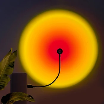 1x USB Sunset Lamp LED Rainbow Neon Night Light Проектор Для фотосъемки, Атмосферное освещение для спальни, Декор для домашней комнаты, подарок