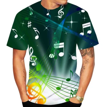 Новая модная весенне-летняя футболка Music Note с 3D принтом, крутые мужские/женские футболки Унисекс с коротким рукавом и круглым вырезом