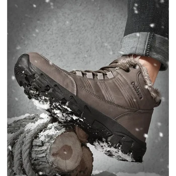 Новая зимняя плюшевая термообувь, мужские уличные противоскользящие зимние ботинки с низким берцем, спортивная обувь, повседневные ботильоны, ботинки на платформе