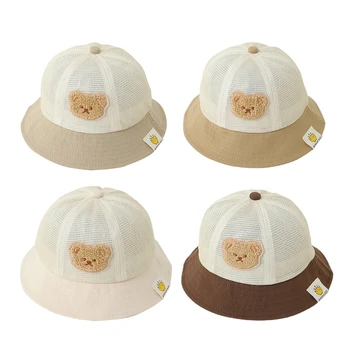 67JC, шапки для новорожденных, Дышащая кепка, Милая Кепка с рисунком Медведя для маленьких девочек и мальчиков, Унисекс, Детские аксессуары для детей 6-24 месяцев, подарок для детей