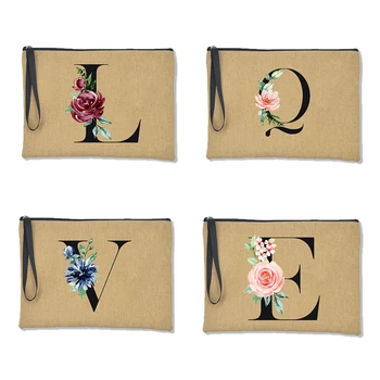 Цветочный алфавит дамы повседневная сумка многоразовая губная помада наручные сумка Harajuku мода путешествия туалетных макияж сумка для женщин