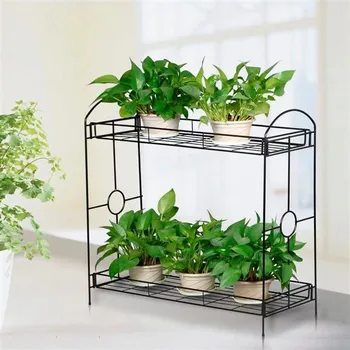 Easyfashion 2-Уровневый металлический органайзер для растений и цветочной витрины, полка для садовых специй