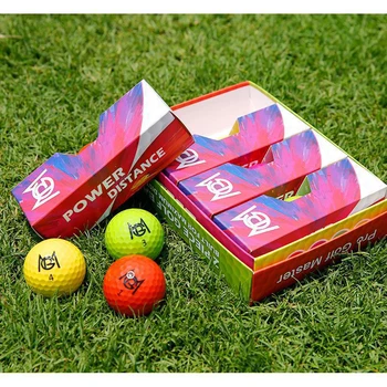 12 / BoxPGM Цветной игровой мяч для гольфа Трехслойный Тренировочный мяч Для игры в гольф Цветной мяч, основной 2-слойный мяч Вращается Меньше и быстрее