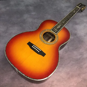 39-дюймовая акустическая гитара ooo mold sunset red с инкрустацией в виде раковины морского ушка с черными пальцами