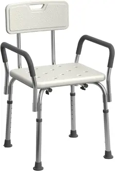 Сиденье стула для душа Medline с мягкими подлокотниками и спинкой, прочное кресло для душа для ванны, устойчивое к скольжению Сиденье для душа