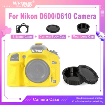 Силиконовый чехол для бронированной кожи, аксессуары для зеркальной камеры, сумка для Nikon D600 D610, силиконовый чехол с крышкой корпуса камеры, задняя крышка объектива,