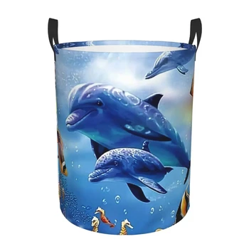 Морское существо Дельфин Рыба Корзина для белья Складная Корзина для одежды океанских животных для детской Сумка для хранения грязной одежды Корзина