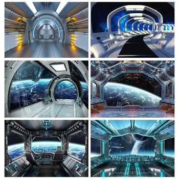 Космический корабль, научно-фантастический кабинет, Планета, фотофон, Вселенная, Космическая капсула, Фон для фотосъемки интерьера фотостудии