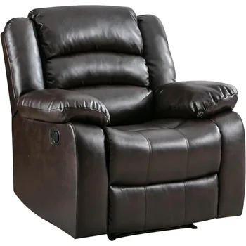 Кресло с откидной спинкой из искусственной кожи с ручным управлением, коричневые стулья для мебели для спальни, односпальный диван-кресло