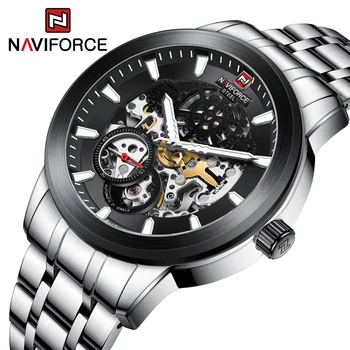Мужские наручные часы NAVIFORCE, высококачественные автоматические механические часы, японский механизм, полностью стальные дизайнерские часы для мужчин