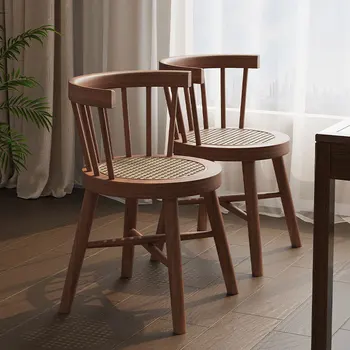 Офисный обеденный стул из массива дерева, Кухонная спинка из ротанга, современный простой стул для переговоров, мебель для дома Sillas середины века, WKDC