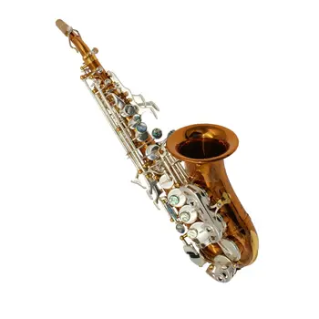 Профессиональная Восточная музыка медный корпус изогнутого сопрано-саксофона с посеребренными клавишами